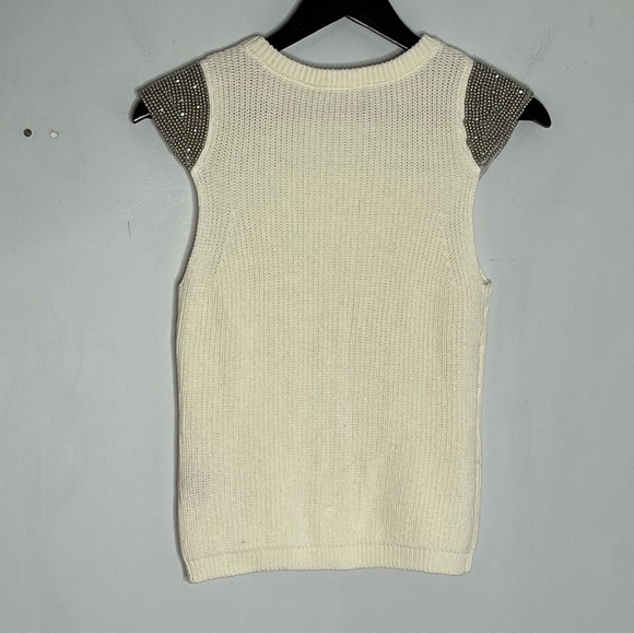 Philosophy Size Small Knit Ivory Beaded Cap Sleeve NEW Sweater Cotton Rhinestone - Picture 7 of 8